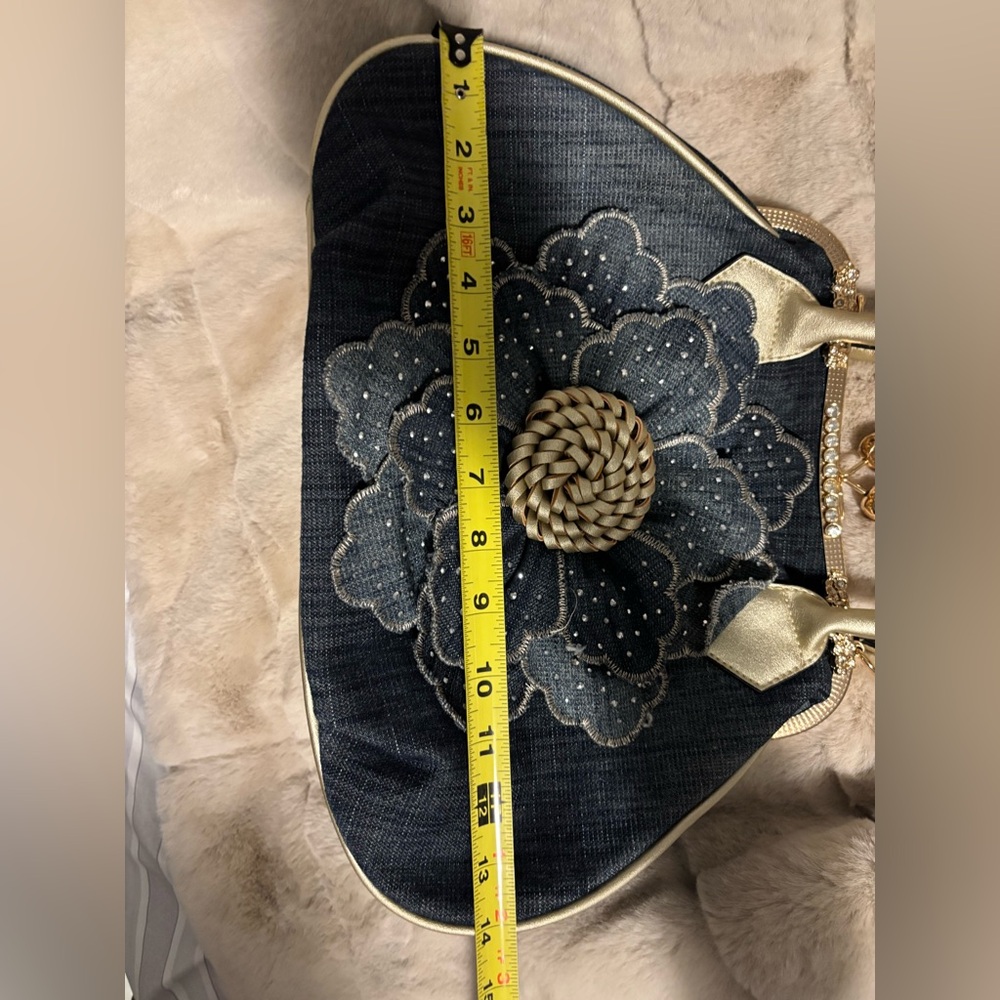 Source Unknown Denim and Gold Floral Shoulder Bag - Picture 6 of 8